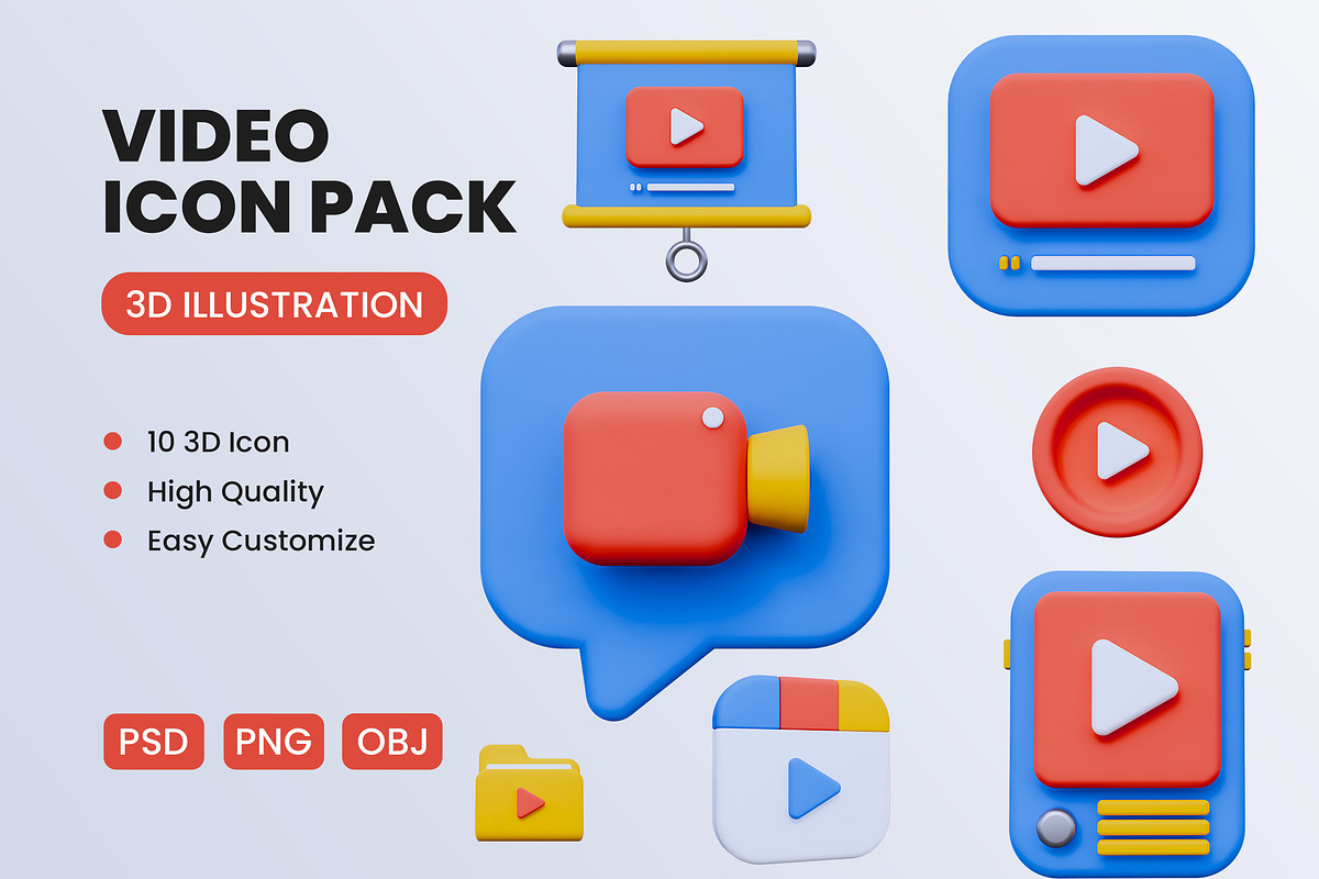 Video 3D Icon Pack #3, an Object 3D Model by deviapuspitasari2 (Photo 1 of 2)