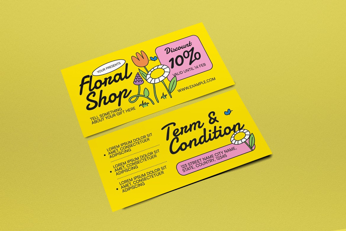 Floral Shop Promo Voucher, a Card Template by graphicook (Photo 2 of 3)