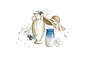 Santorini Greece Summer Clipart, an Illustration by Papaya Craft (Thumbnail 5 of 6)