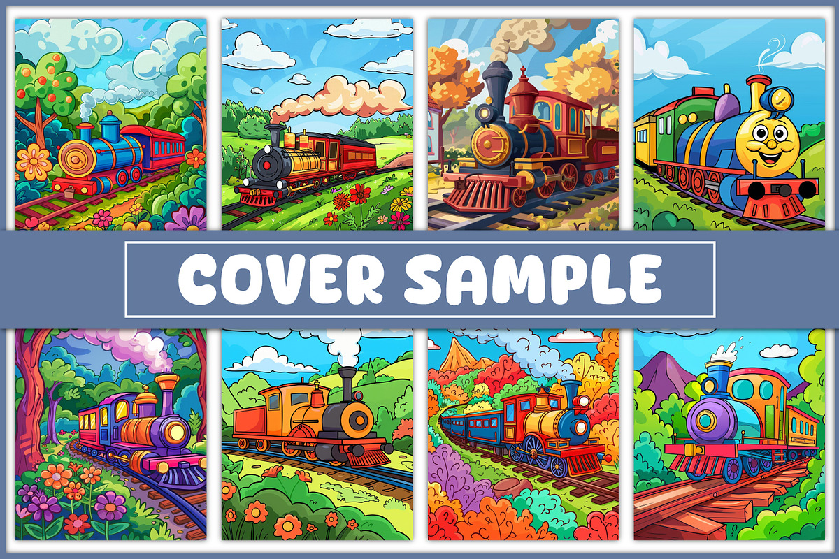 100 Train Coloring Pages, a Transportation Illustration by BrightMart