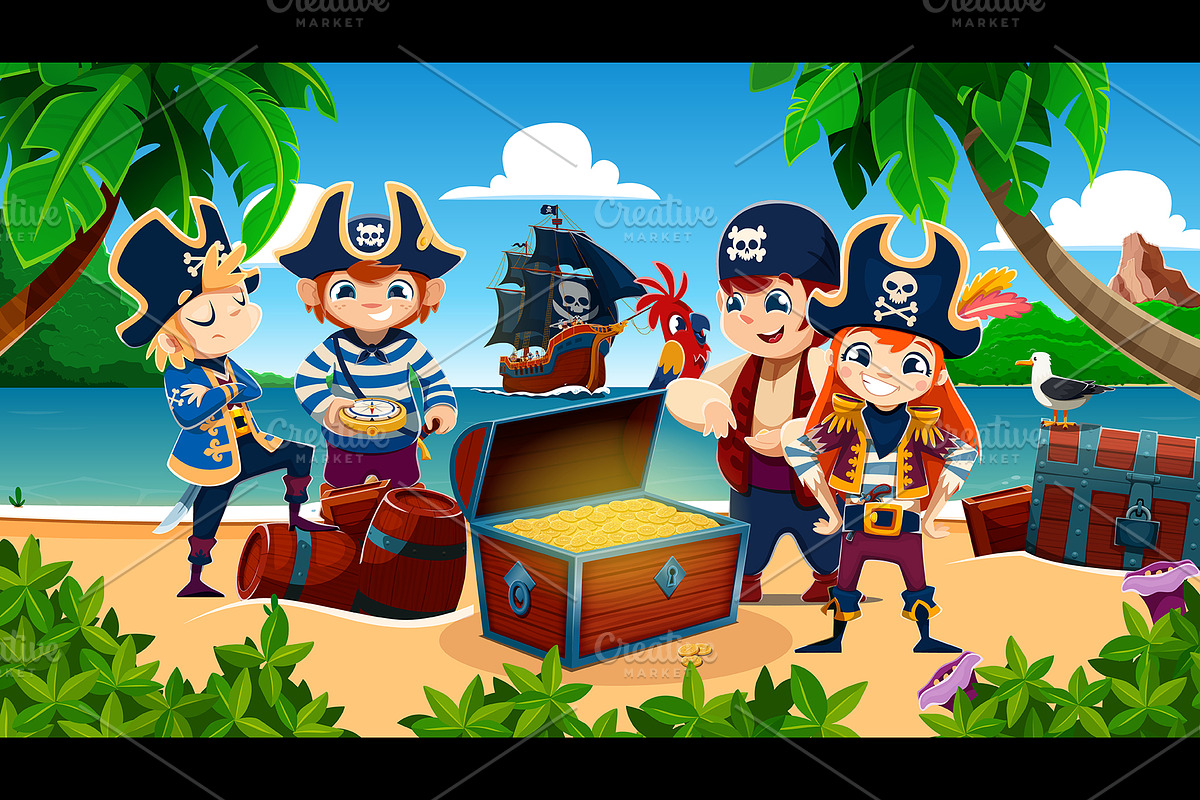 Cartoon funny kid pirates, a Person Illustration by Vector Tradition (Photo 2 of 3)