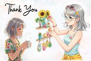 Gray Summer Home Watercolor Cliparts, an Illustration by RobertsArt (Thumbnail 7 of 8)