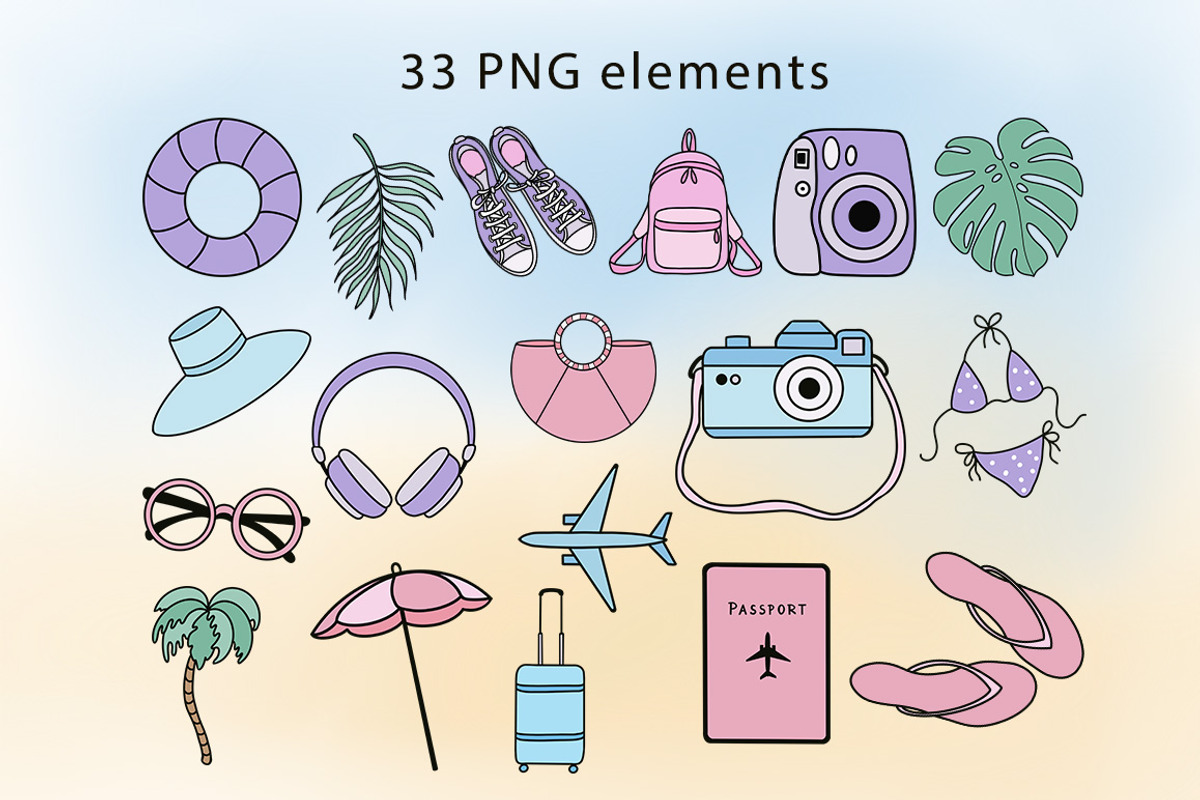Travel Clipart Set, a Decorative Illustration by Mari_Caliart (Photo 2 of 9)