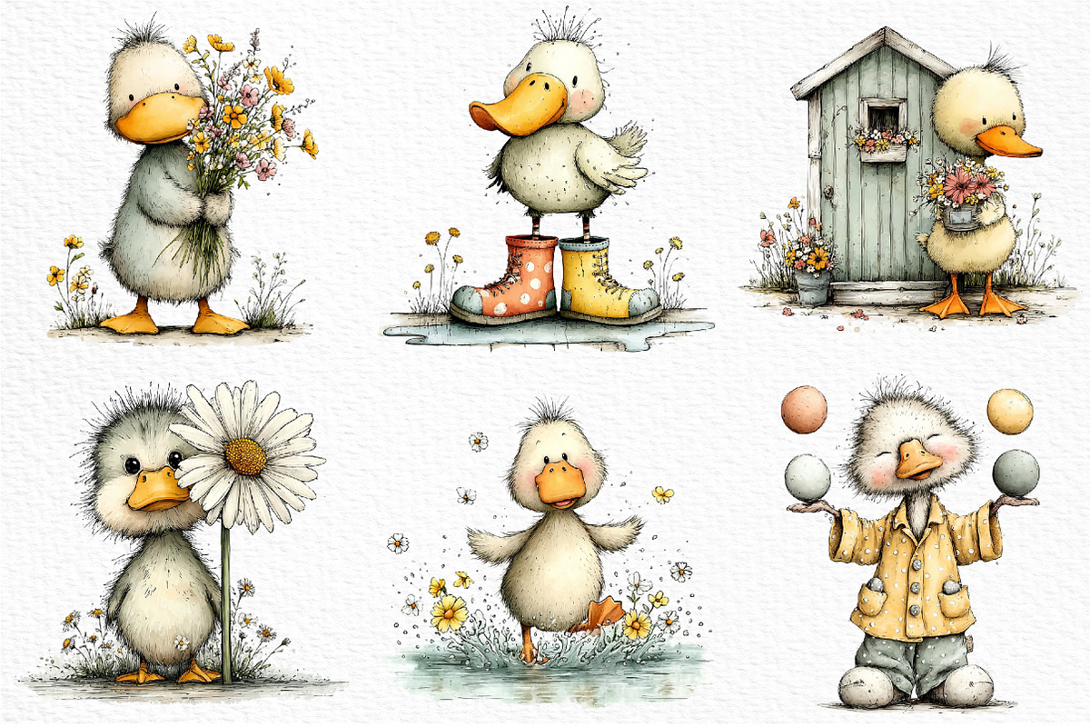 Quirky Spring Duck Clipart Png, an Illustration by Craft Nest (Photo 5 of 11)