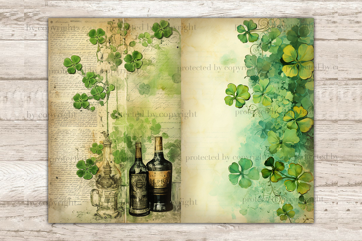 St Patricks Day Junk Journal Pages, a Decorative Illustration by GlamArtZhanna (Photo 5 of 10)