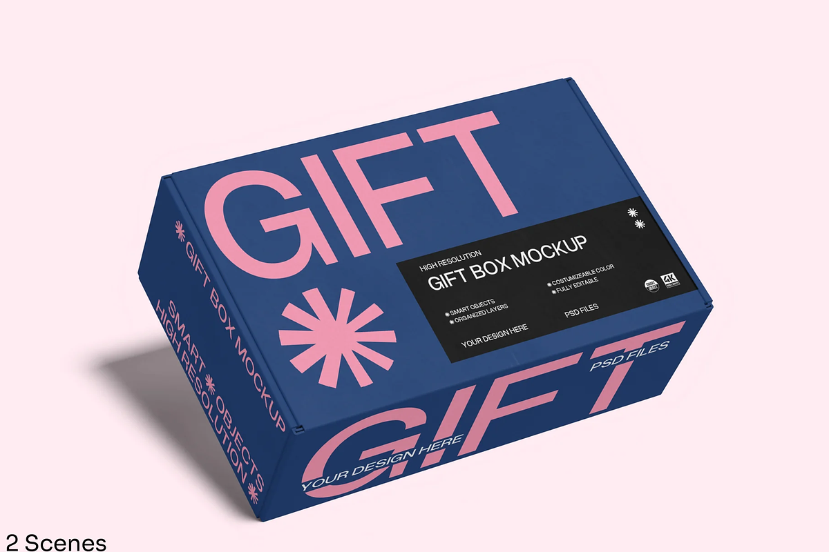 Gift Box Mockup 2 Angles, a Packaging Mockup by graphicsauce (Photo 1 of 3)