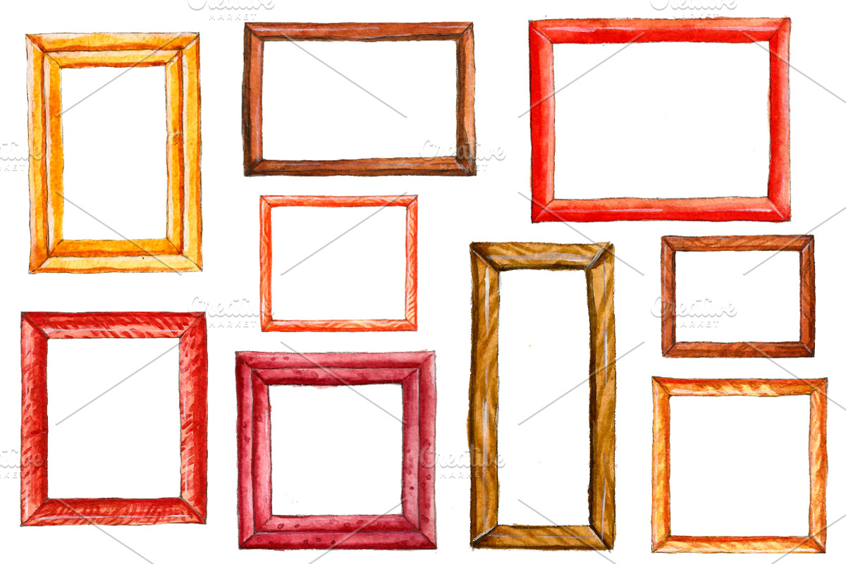 Watercolor Wooden Frames, a Decorative Illustration by Vikeriya (Photo 2 of 4)