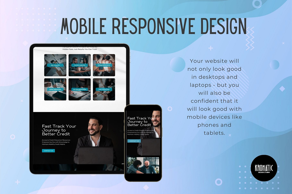 Credit Repair Canva Website Template, a Landing Page Template by Kromatic Design Studio (Photo 5 of 10)