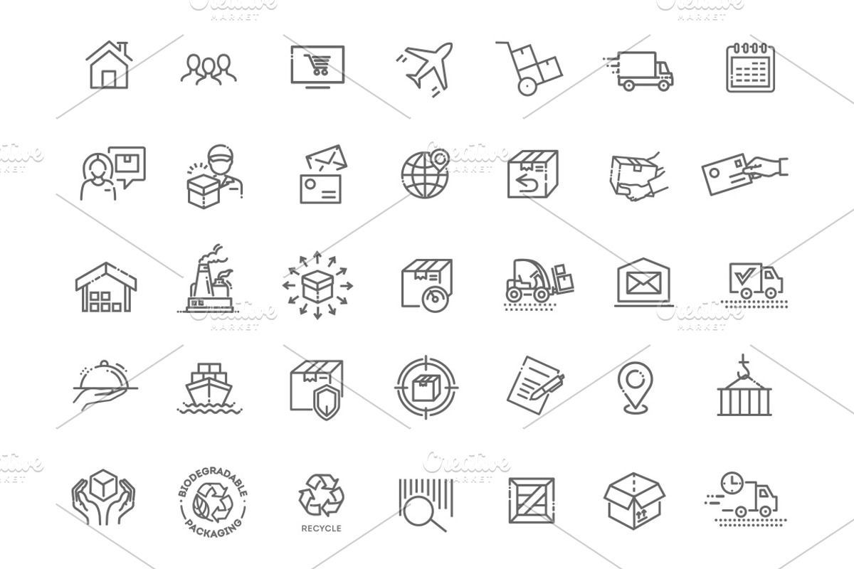 Shipping icons, an Outline Icon by Tettygreen (Photo 1 of 2)