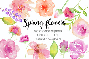 Watercolor Flowers Clipart