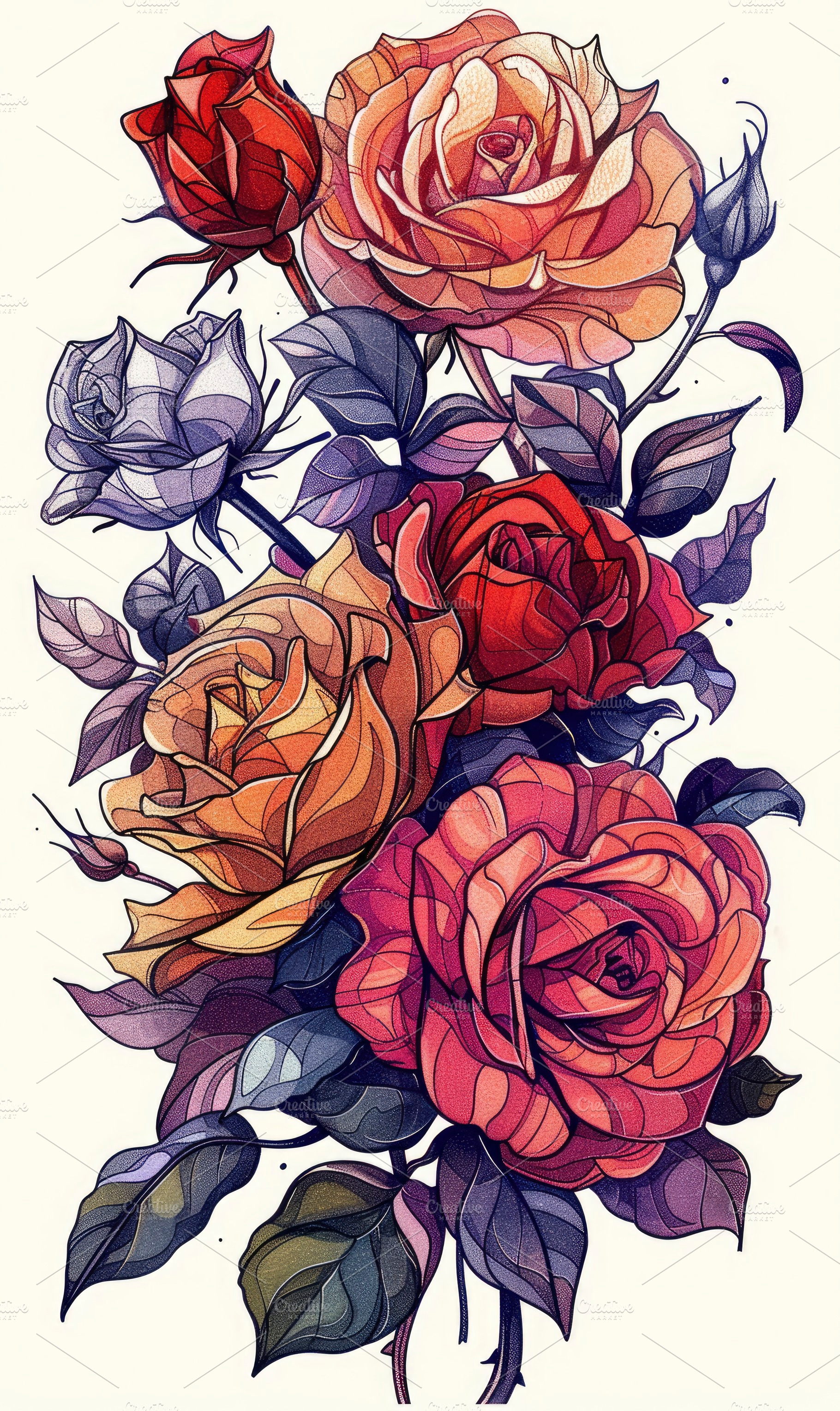An artistic depiction of a bouquet o, a Photo by LOGOCREATIVE
