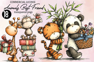 Whimsical Animals Best Friend Clipar, an Animal Illustration by SVGArt