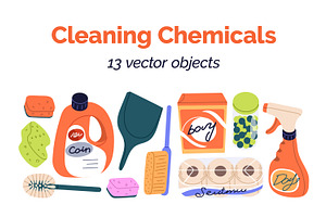 Household cleaning supplies set, an Object Illustration by Good Studio