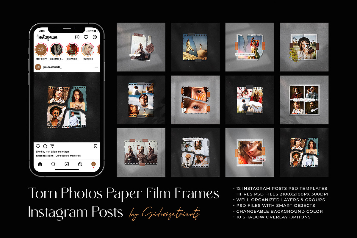 Torn Photo Paper Frames IG Templates, a Social Media Template by DVLOOP MOCKUP (Photo 1 of 7)