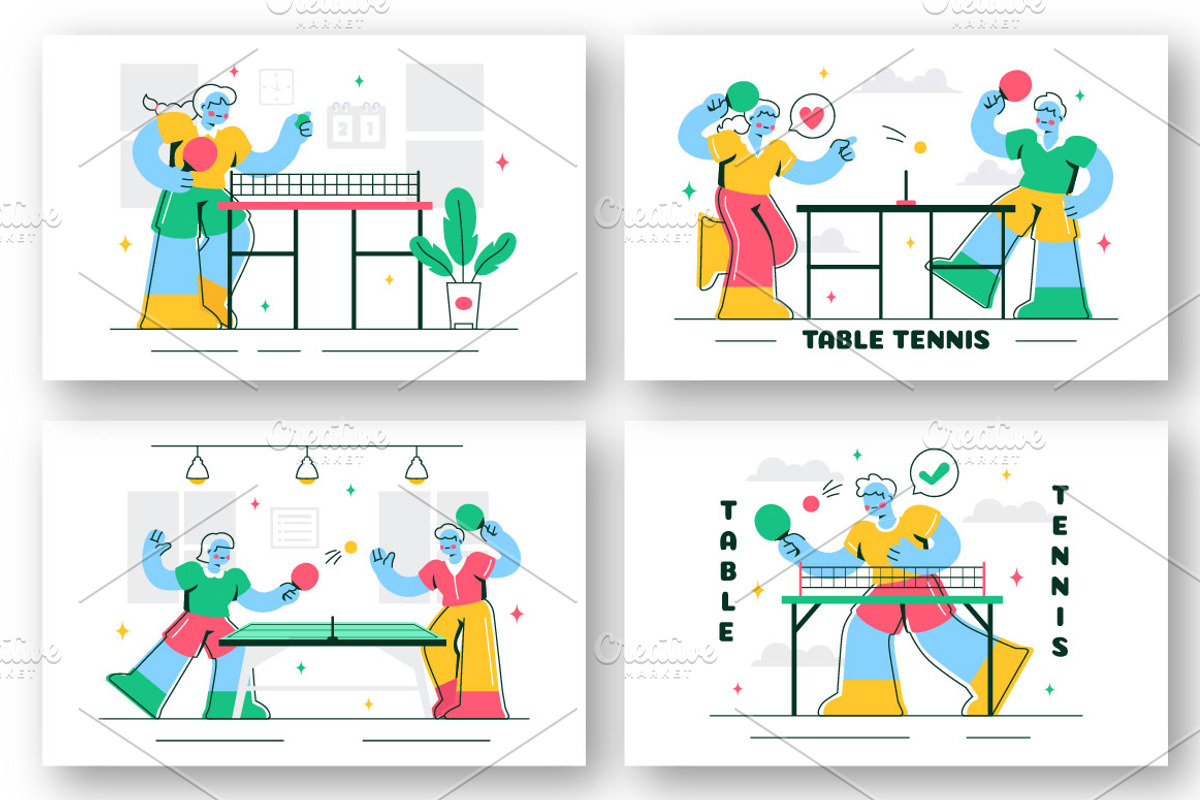 10 Table Tennis Sports Illustration, a Sport Illustration by denayunebgt (Photo 3 of 4)