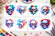 Skull Watercolor Sublimation Clipart, a Decorative Illustration by S Graphic Studio (Thumbnail 2 of 4)