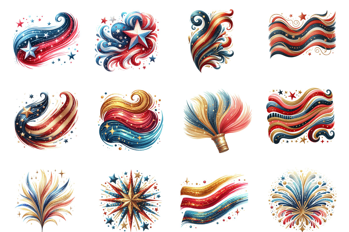 4th of July Brushstroke Sublimation, an Illustration by Designworld (Photo 4 of 7)