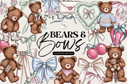 Coquette Bears and Bows Clipart