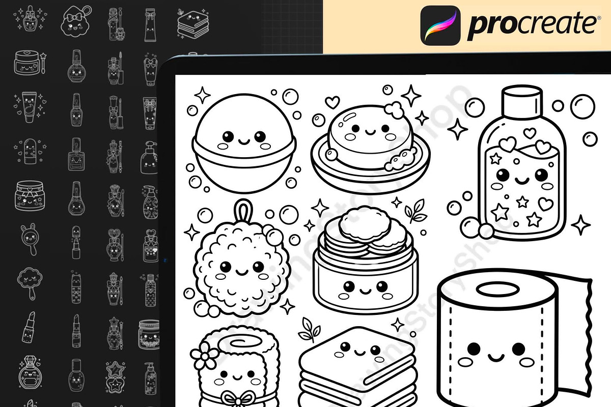 170 Kawaii Skincare Procreate Stamps, a Brush Add-On by DrawingStoryShop (Photo 5 of 6)