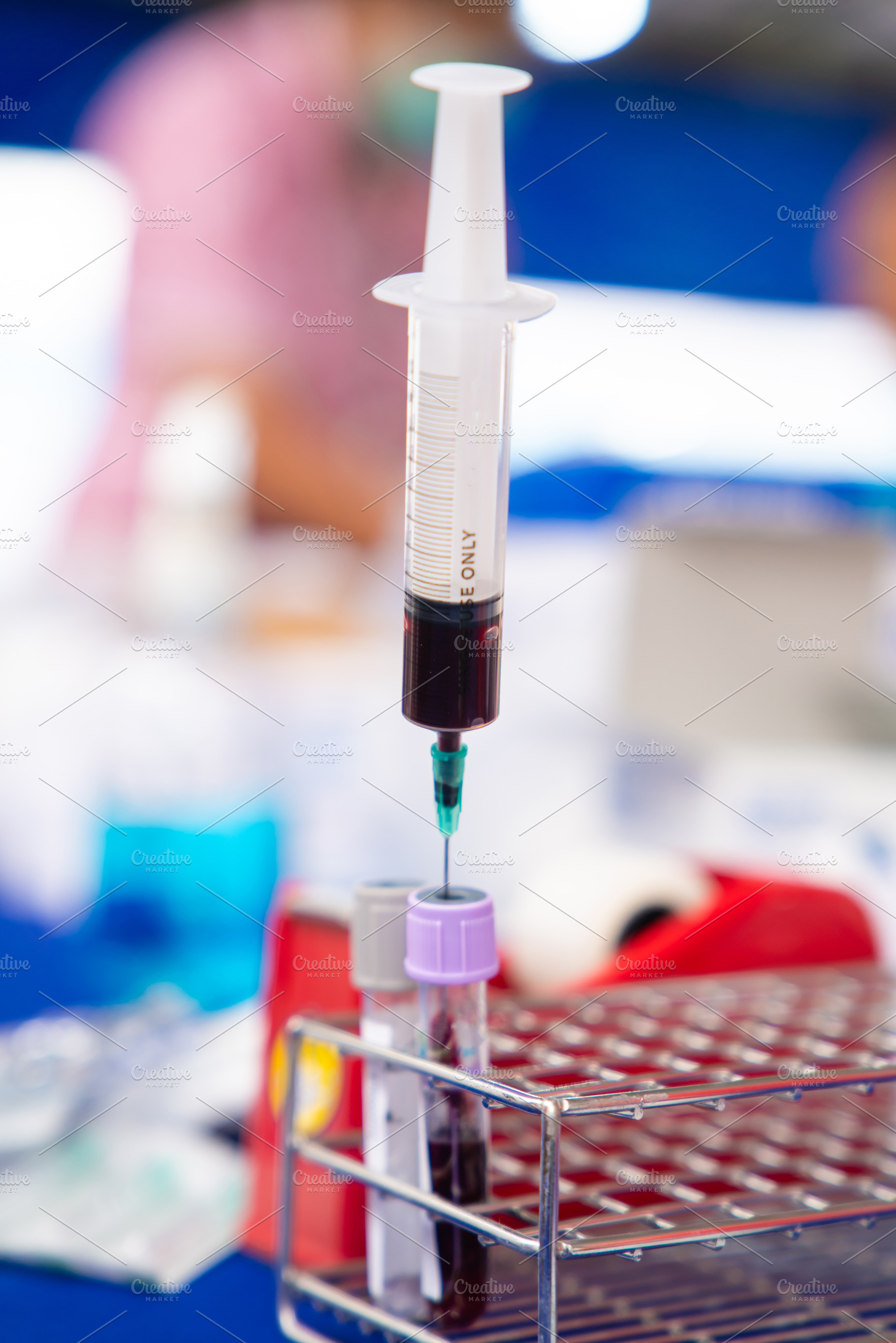 Close up blood sample for diagnosis and treatment patient in the, a Health & Medical Photo by Casanowe-studio
