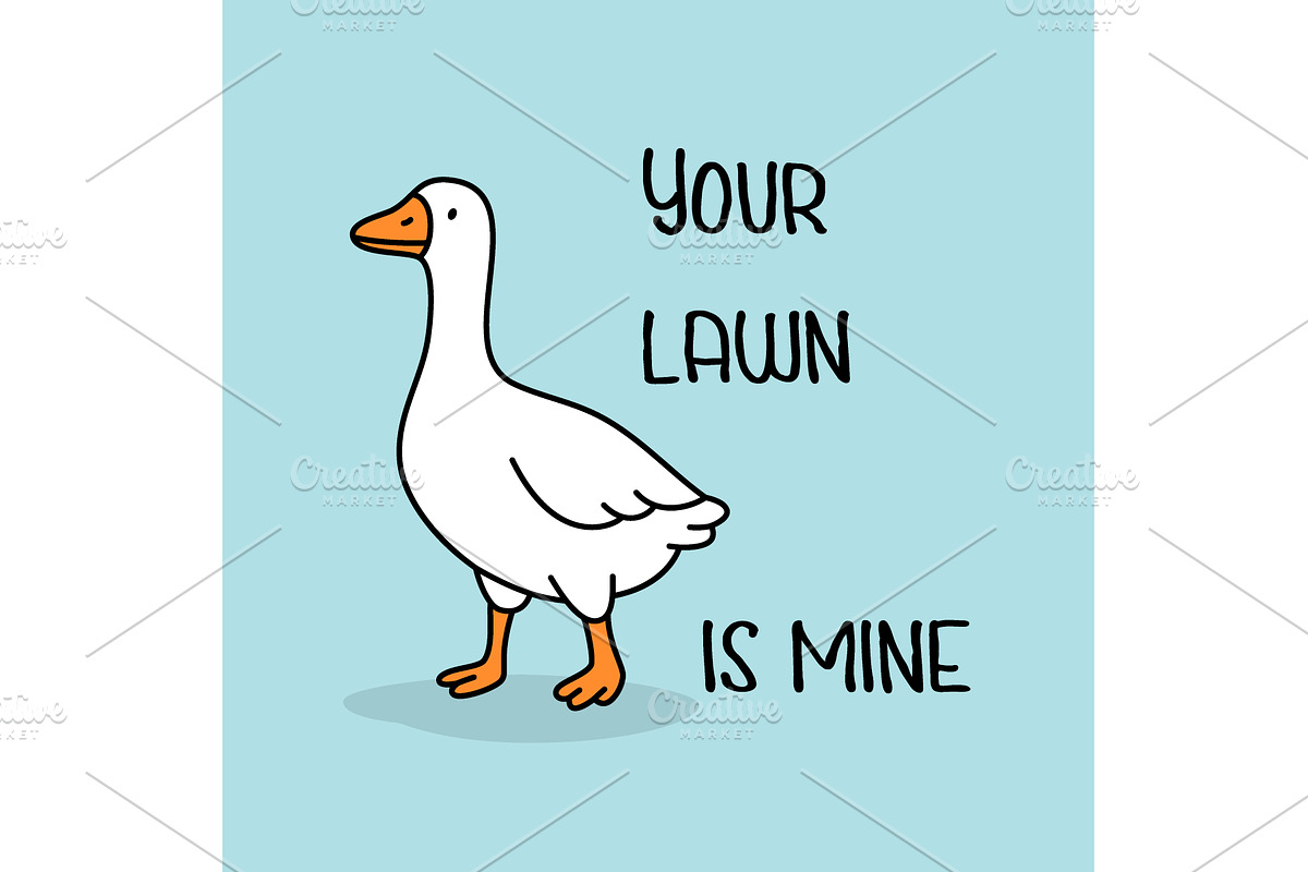 Cartoon goose standing proudly with, an Animal Illustration by GraphiShop