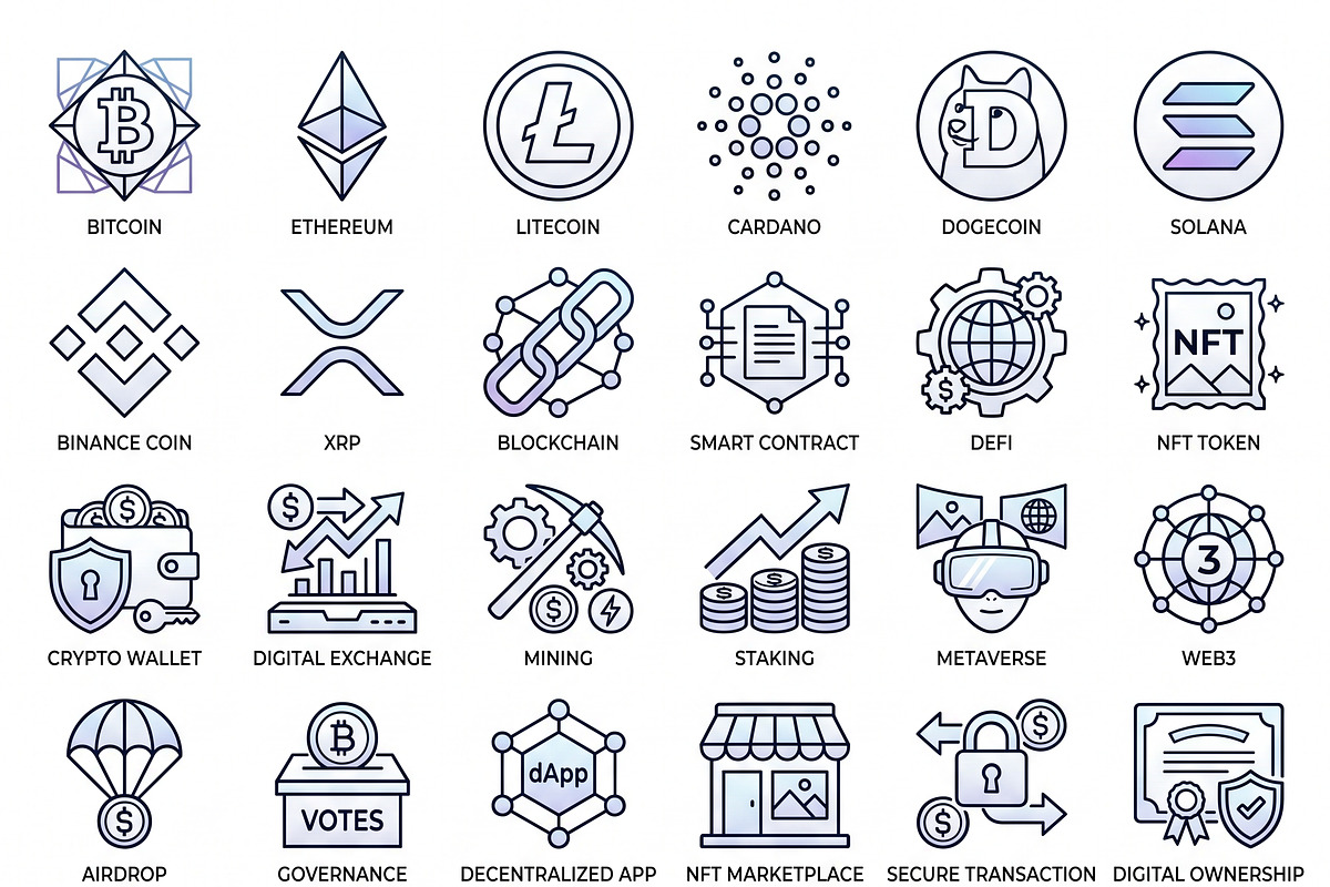 Bundles Crypto NFT Outline Icons, an Outline Icon by adenpinkstore (Photo 2 of 6)