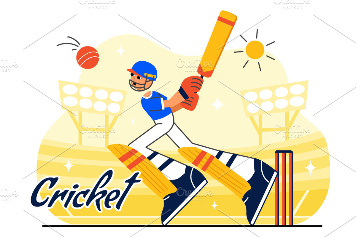 10 Cricket Player Illustration, a Sport Illustration by denayunebgt (Photo 4 of 4)