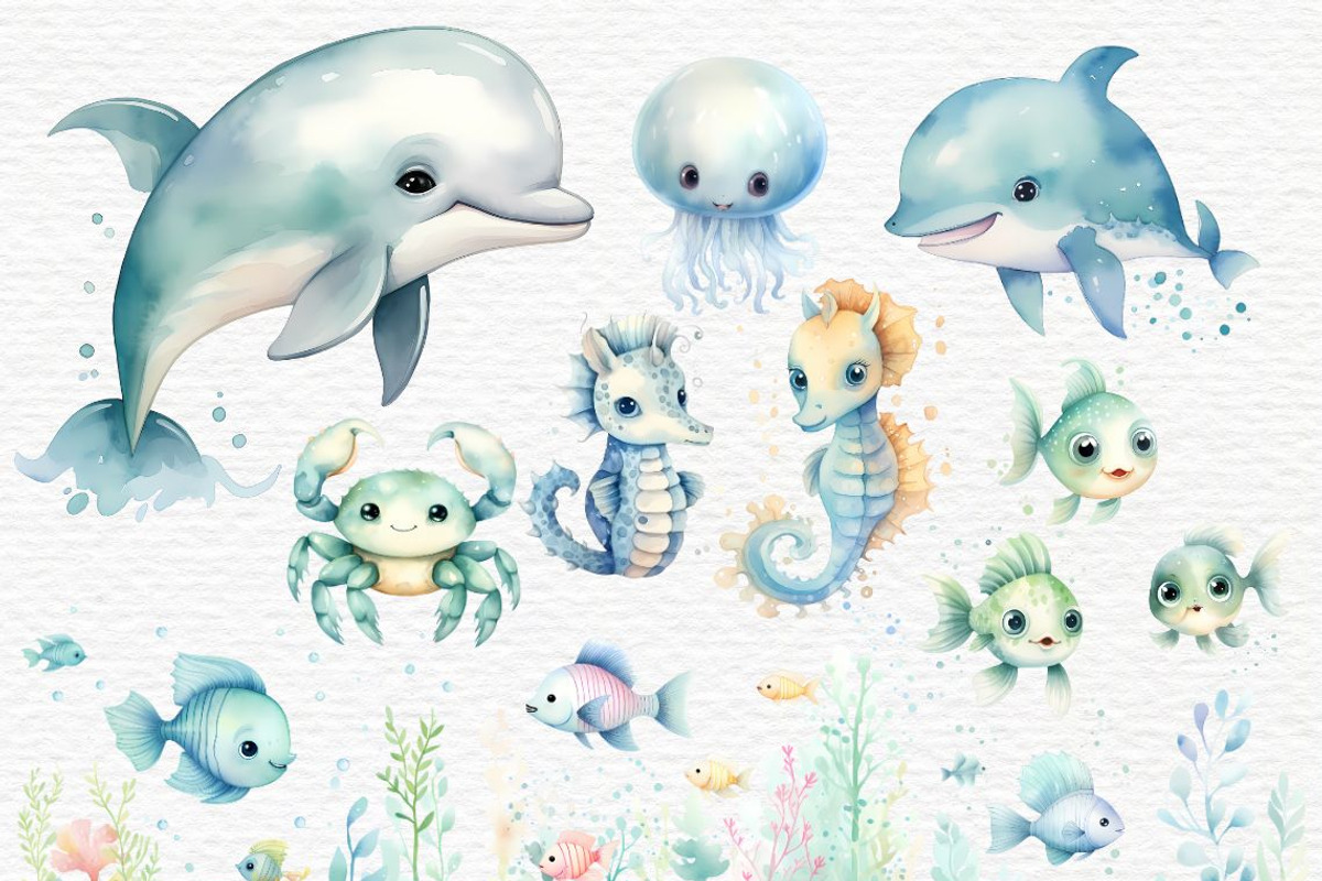 Under the sea baby shower png, an Animal Illustration by Invite to Clipart (Photo 6 of 9)