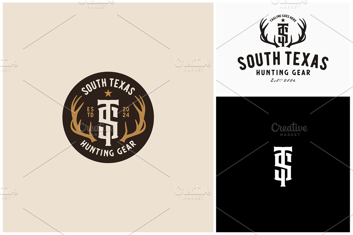 Initials TS ST Antler Deer Hunt Logo, a Branding & Logo Template by Enola99d (Photo 2 of 2)