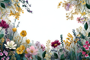 Watercolor floral frame botanical ar, a Photo by Pixeness Studio