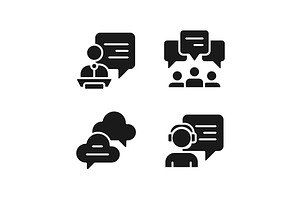 Speech bubbles in different spheres, a Solid Icon by IMG Visuals