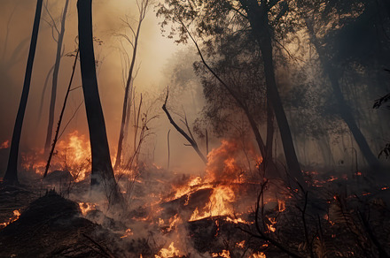 Forest fire in mountainous area, a Nature Photo by MarioStock Digital
