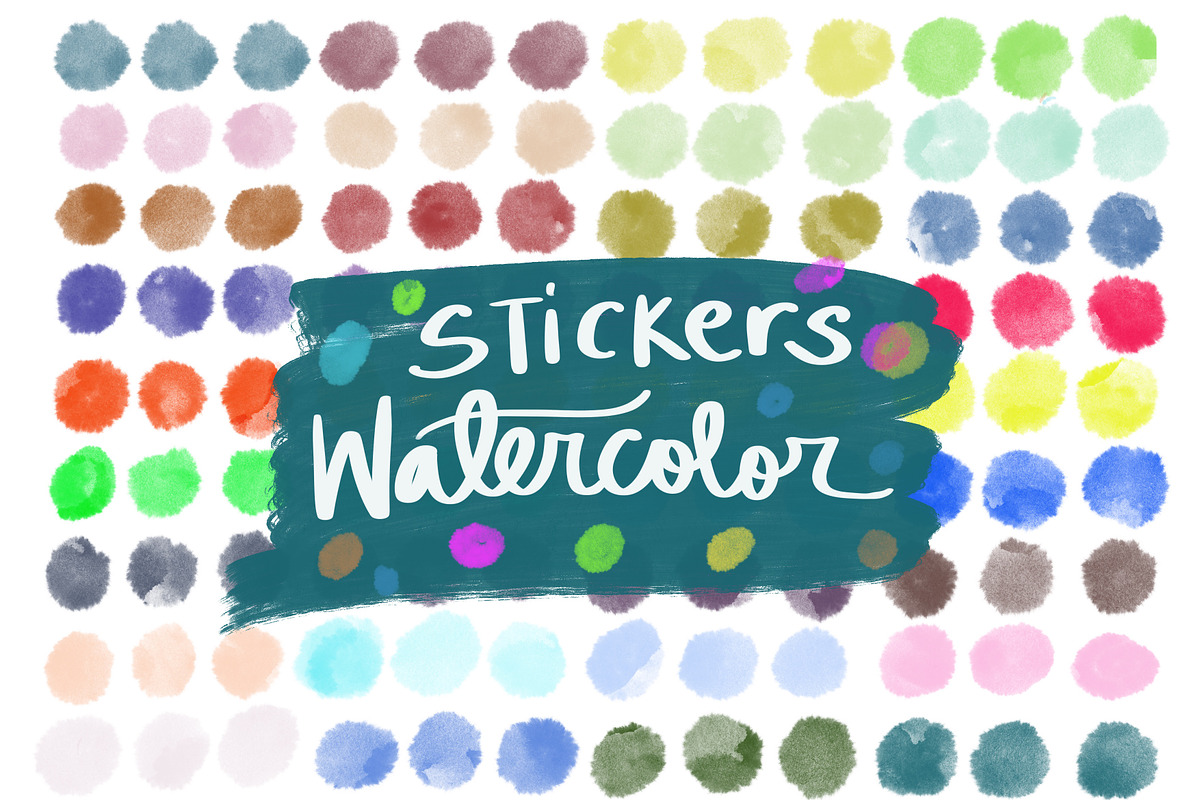 Watercolor Stickers for journals, a Graphic by Journals and More (Photo 1 of 2)