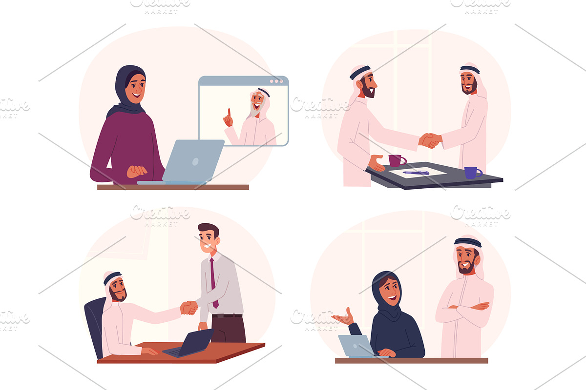 Arabian business. Muslim characters, a Person Illustration by Onyx