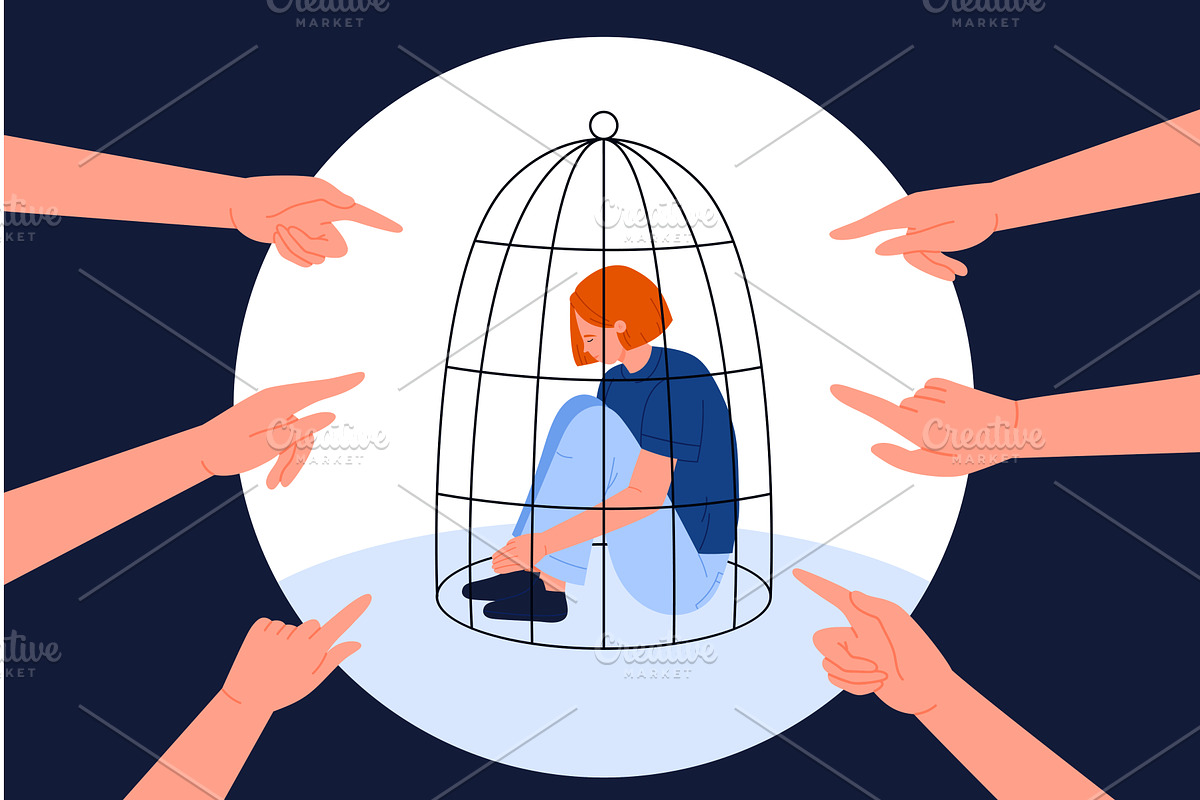 Trap of violence and critics, a Person Illustration by Flashvector