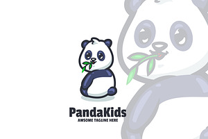 Bamboo Panda Mascot Cartoon Logo.