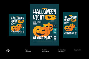 Halloween Night Party Flyer, a Flyer Template by Neermana