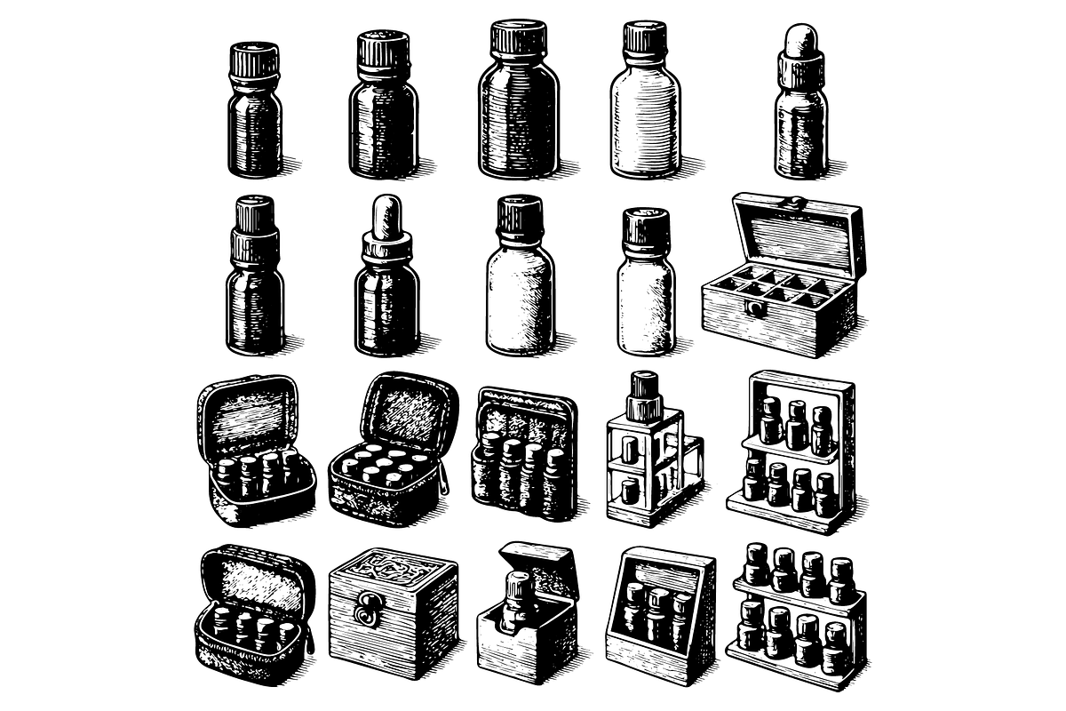 Essential Oil Bottles  Illustration, an Object Graphic by RT Studio