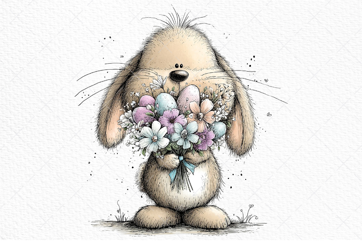 Whimsical Easter Bunny Clipart, an Illustration by Craft Nest (Photo 9 of 11)