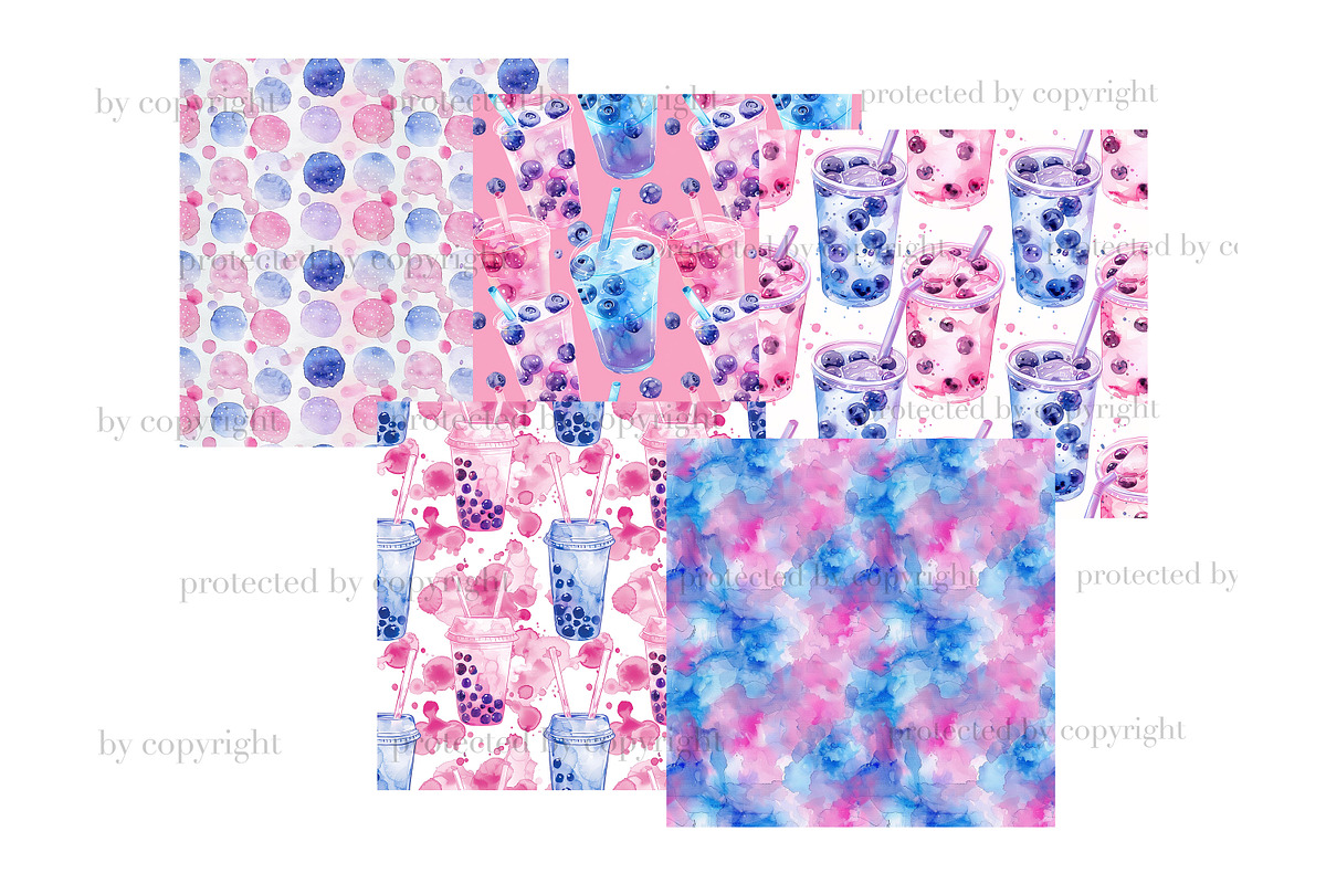 Bubble Tea Digital Paper, a Pattern Graphic by GlamArtZhanna (Photo 3 of 4)