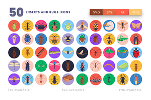 50 Insects And Bugs Icons