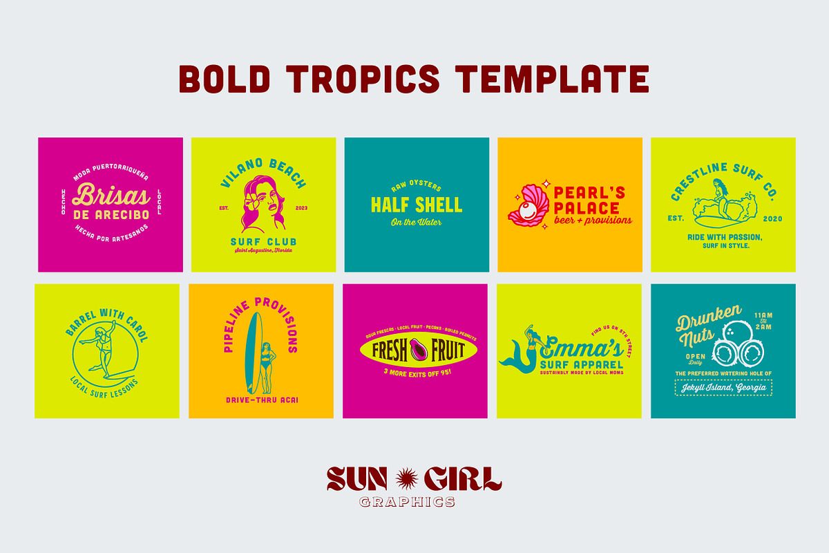 Vintage Tropical Surf Logo Templates, a Branding & Logo Template by sungirlgraphics (Photo 5 of 12)