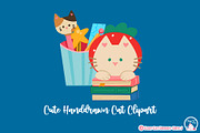 Cute Cat Handdrawn Clipart, an Object Graphic by Cozy Cat Design (Thumbnail 2 of 3)
