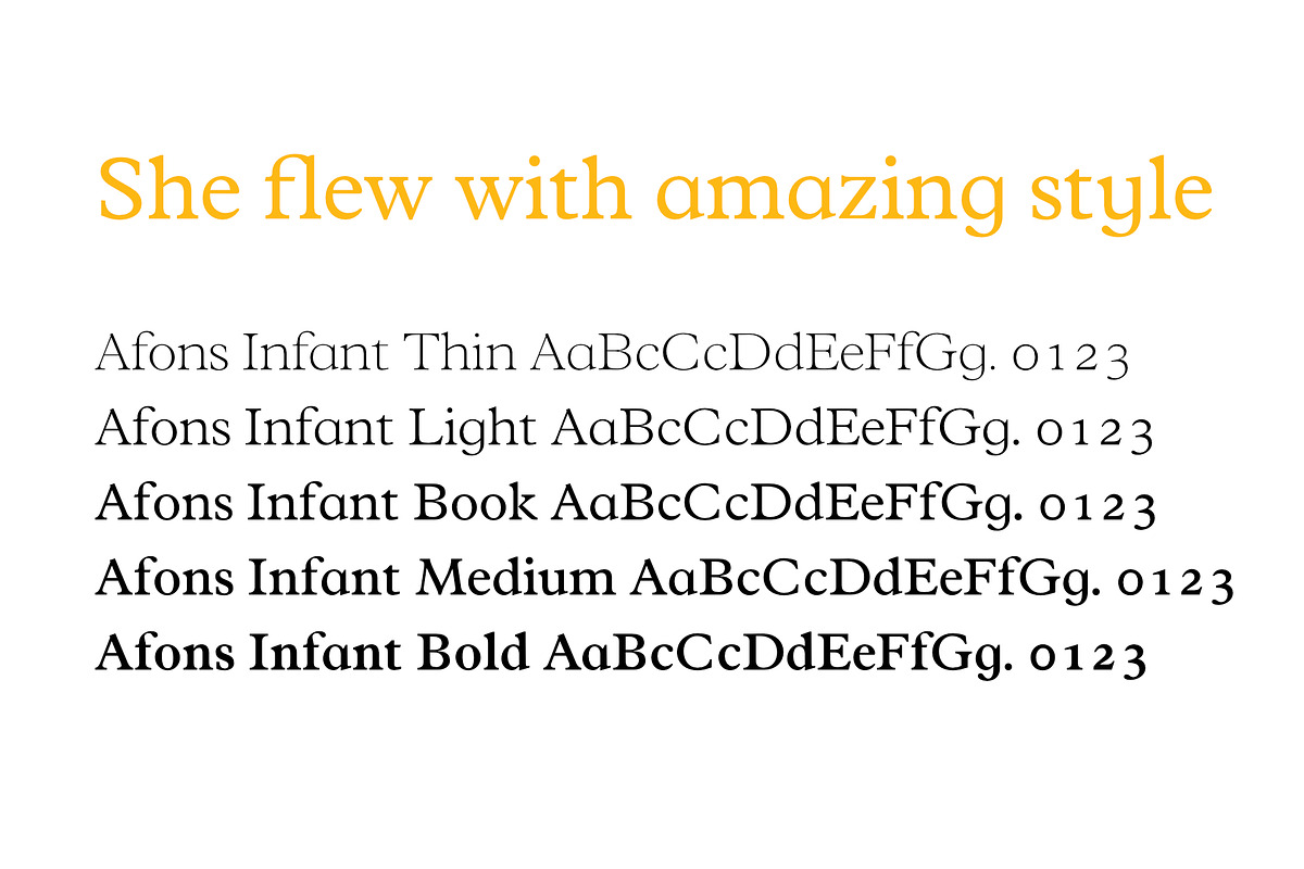 Afons Infant typeface family, a Serif Font by Andy Peat (Photo 3 of 5)