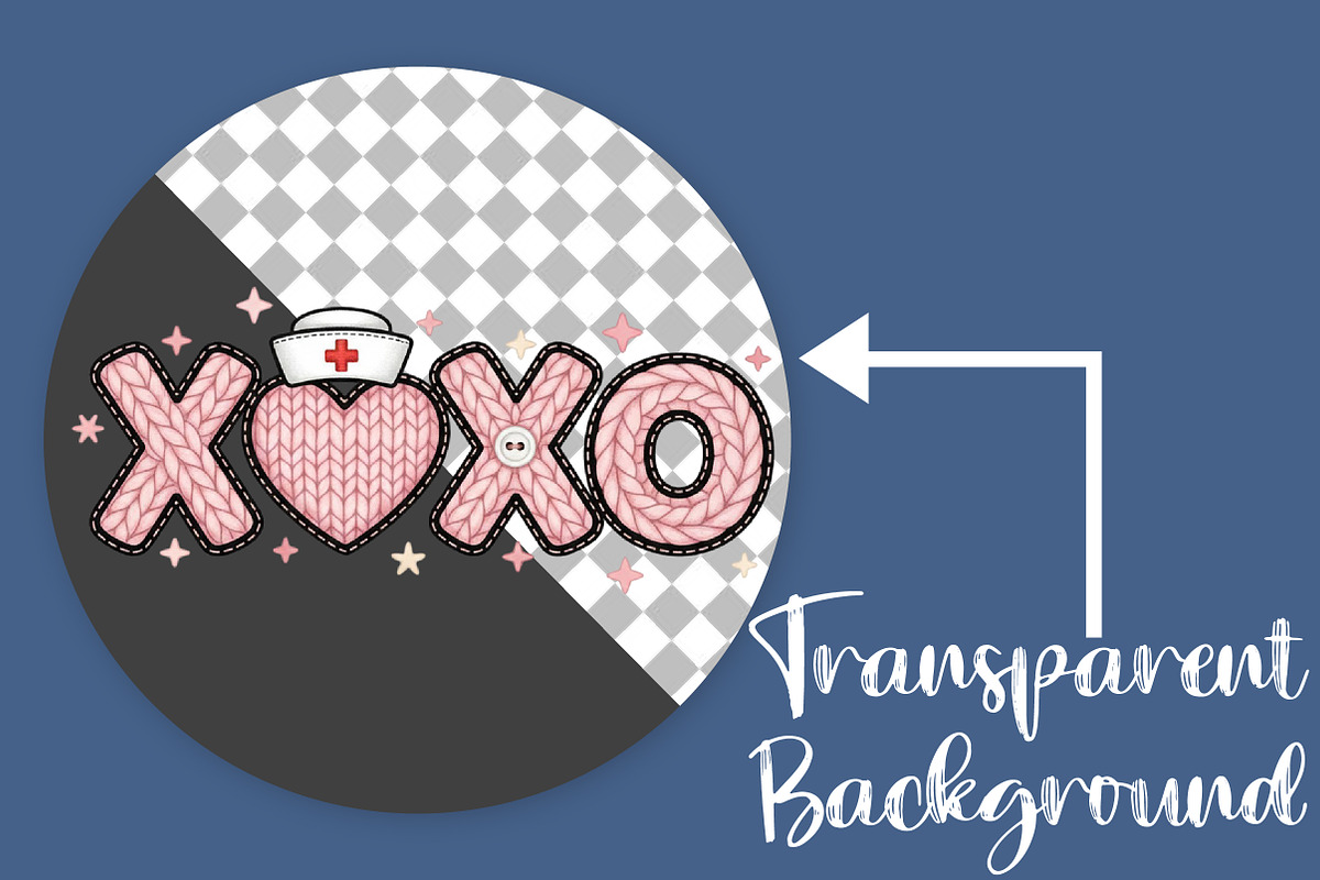 Faux Yarn Xoxo Valentine Nurse PNG, an Illustration by Canvas Craft (Photo 2 of 7)