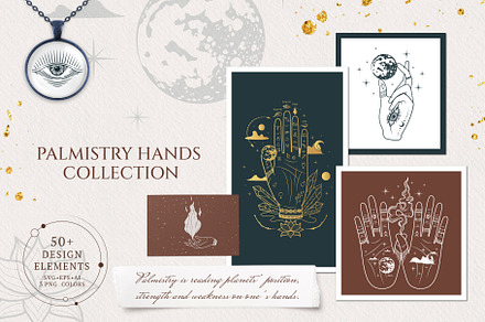 Palmistry & Astrology Reading Set, an Illustration by KirillsWorkshop