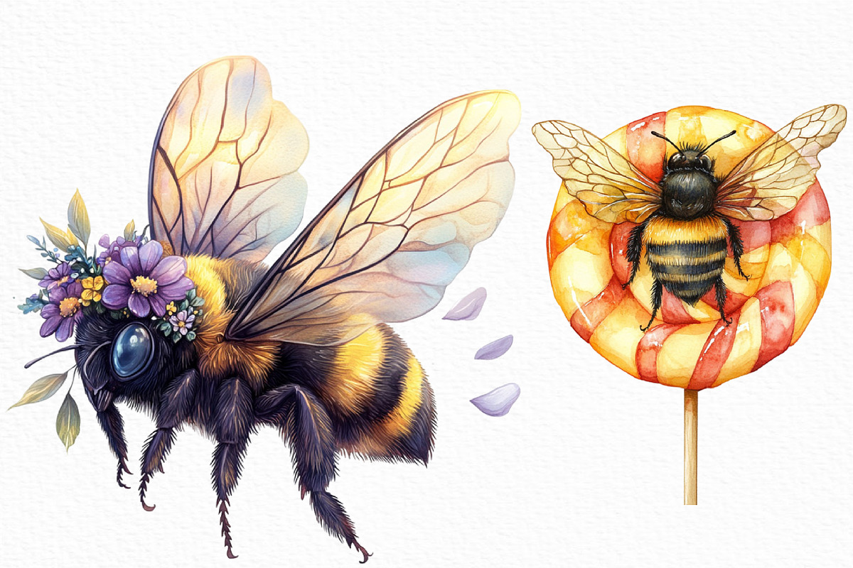 Soft Purple Halloween Bees Clipart, an Illustration by Craft Nest (Photo 5 of 6)