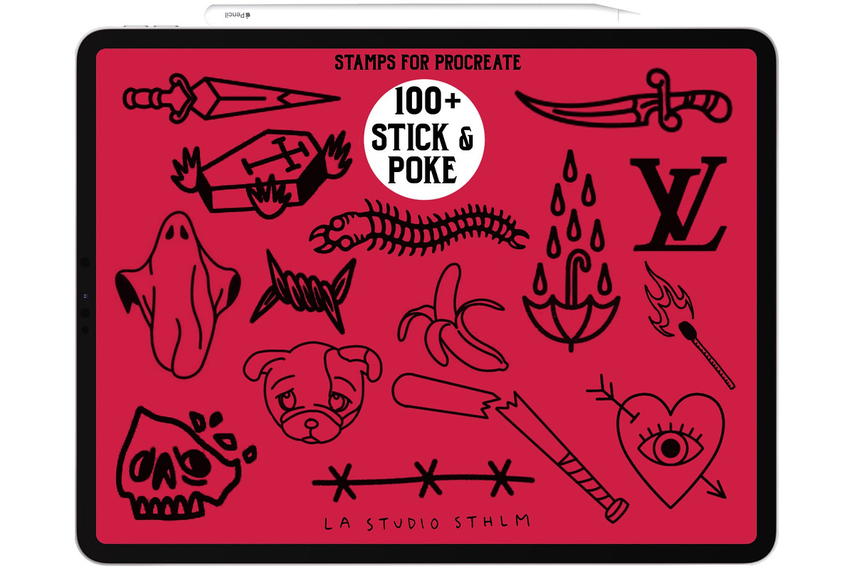 Stick & Poke - Tattoo Stamp Set, a Brush Add-On by LA Studio Sthlm (Photo 1 of 4)