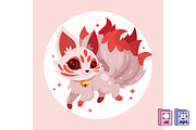 Cute Mythical Kitsune Vector, an Animal Illustration by MISS CHATZ (Thumbnail 1 of 3)