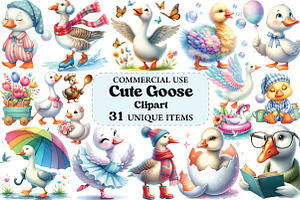 Cute Goose Clipart PNG, an Illustration by Craft Nest